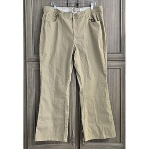 C J Stretch Womens Khaki Color Jeans Flare Leg Sz 16W